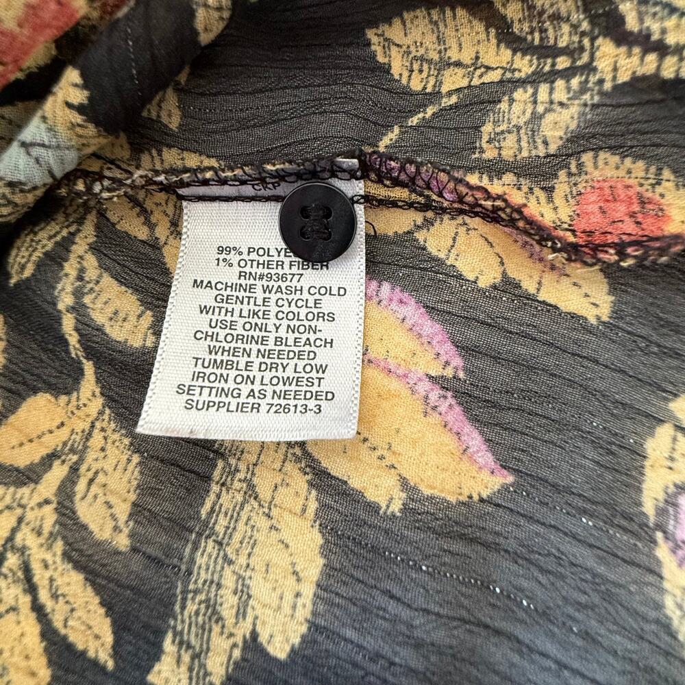 Belle + Sky Floral Sheer Blouse | Size M | Romantic Botanical Print Vintage Top - Picture 10 of 13